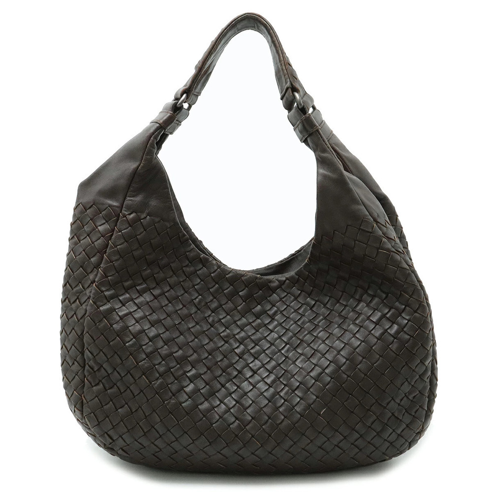BOTTEGA VENETA 2way Shoulder Bag Hobo Carry Leather Dark Brown